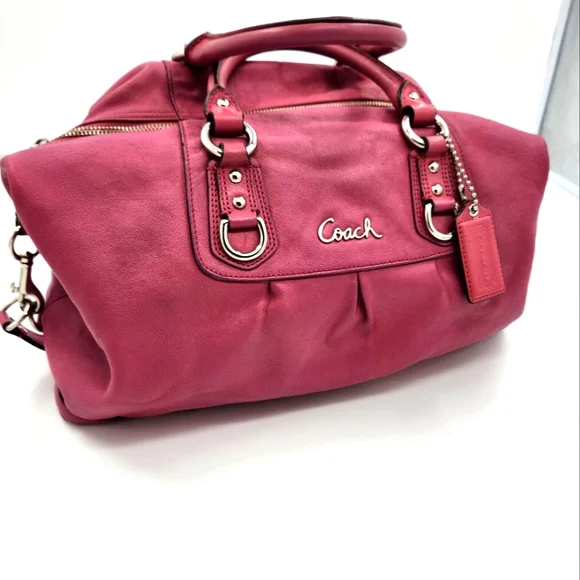 Coach Ashley Pink Leather Satchel handbag w crossbody - Picture 1 of 7